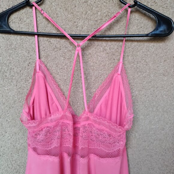 VS VICTORIAS SECRET Hot Pink Lace Trim Babydoll Spaghetti Strap Cami Tank Top S - Picture 5 of 10